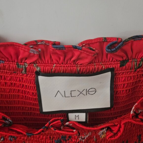 Alexis Botanical Red Off-the-Shoulder Top Medium - Picture 2 of 3